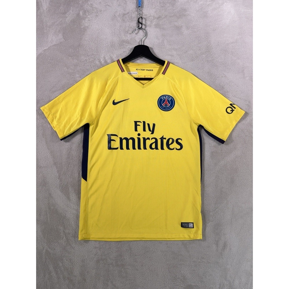 Nike Paris Saint Germain Jersey Kit Mens Small Yellow Fly Emirates Soccer PSG